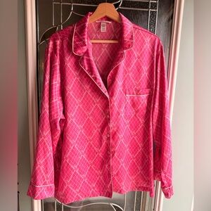 Victoria's Secret Hot Pink Satin Plaid Sleep Top